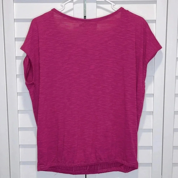 PrAna tshirt organic cotton blend pleated pin tuck elastic hem comfy relaxed top - Picture 2 of 5